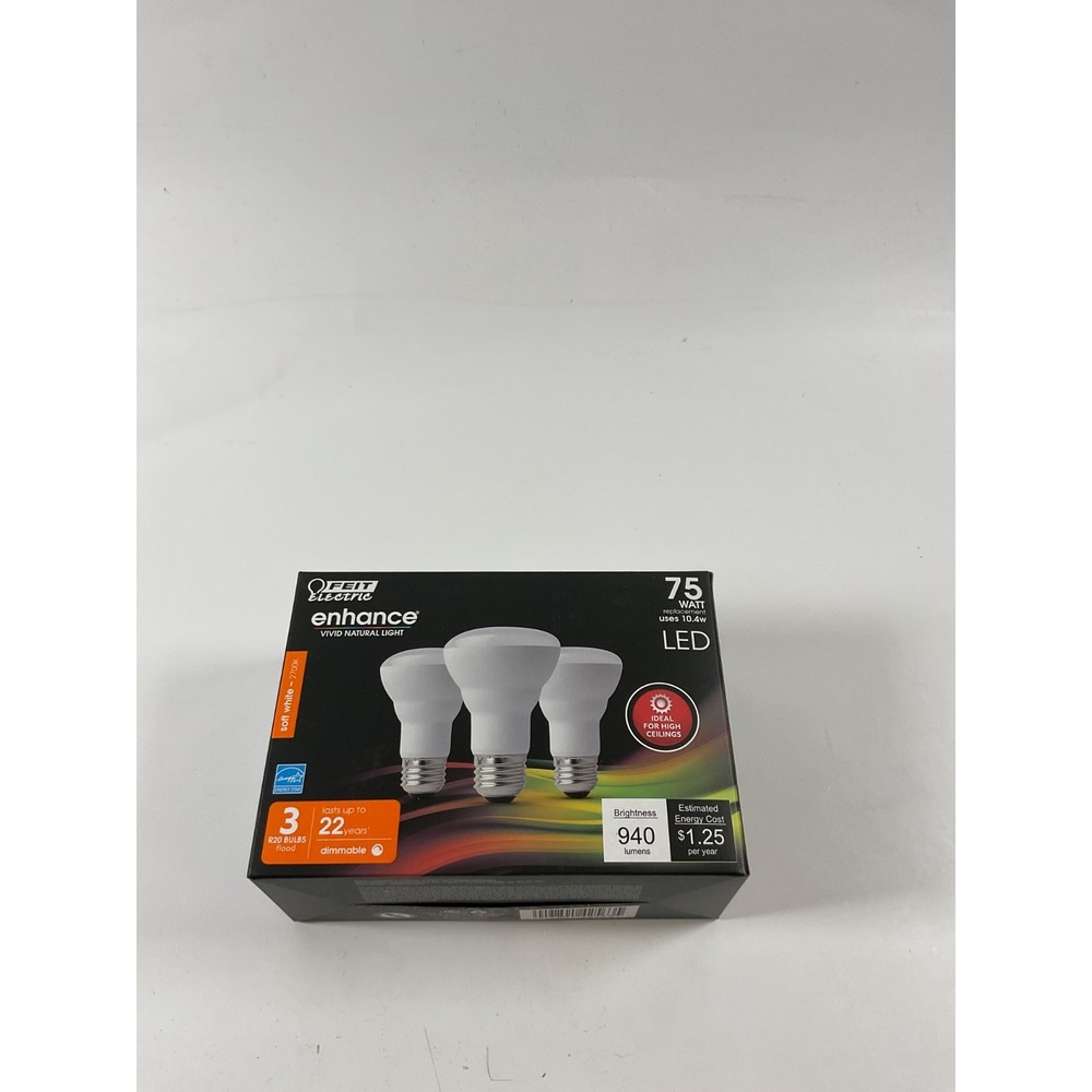 (3-Pk) Feit Electric Flood LED Light Bulb Dimmable 2700K Soft White R20 45W Eqv